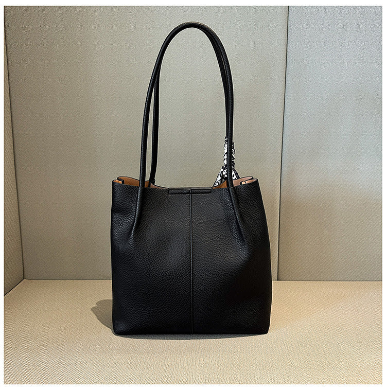 Litchi pattern hand-held fashionable simple large capacity tote bag women's shoulder bag