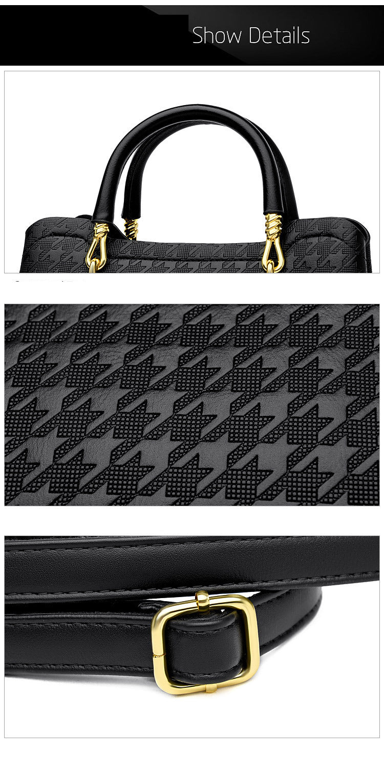 Fashion houndstooth flower handbag large capacity shoulder crossbody bag