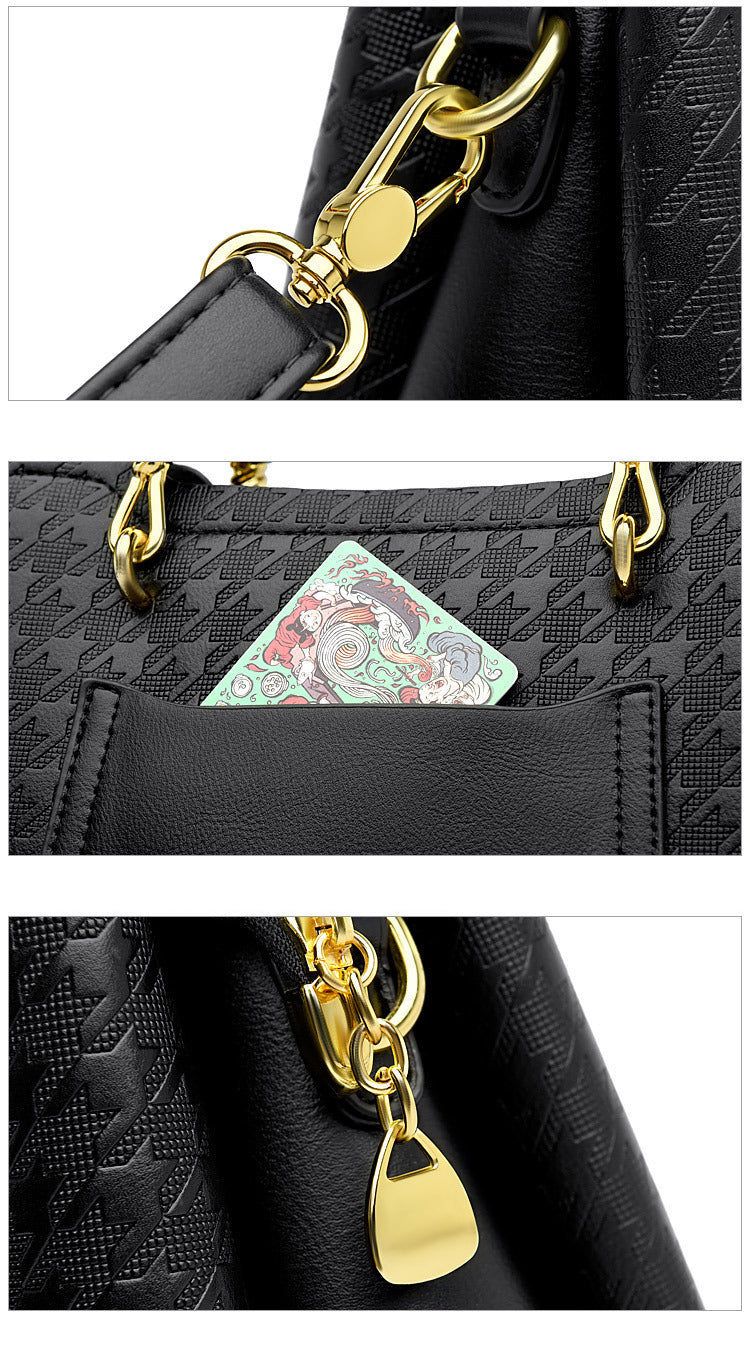 Fashion houndstooth flower handbag large capacity shoulder crossbody bag