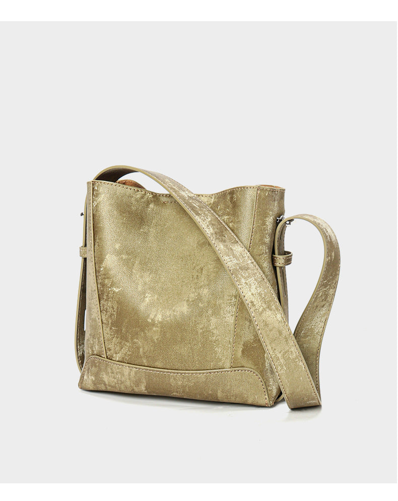 Large capacity high-grade genuine leather women's bag commuter niche shoulder crossbody women's bucket bag