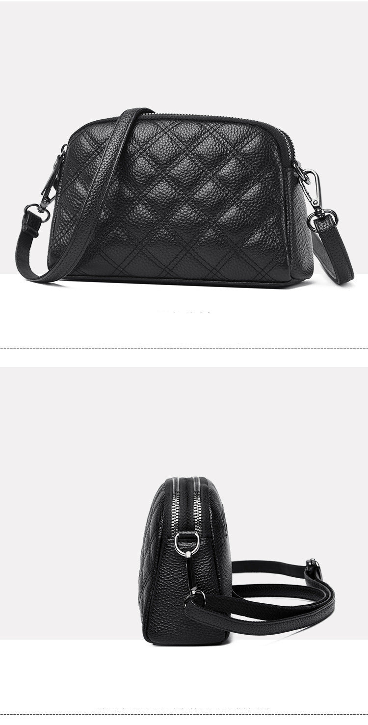 Genuine leather women's bag high-grade diamond-shaped ladies shoulder bag new style first layer cowhide crossbody bag handbag