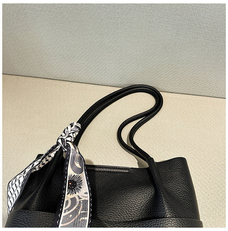 Litchi pattern hand-held fashionable simple large capacity tote bag women's shoulder bag