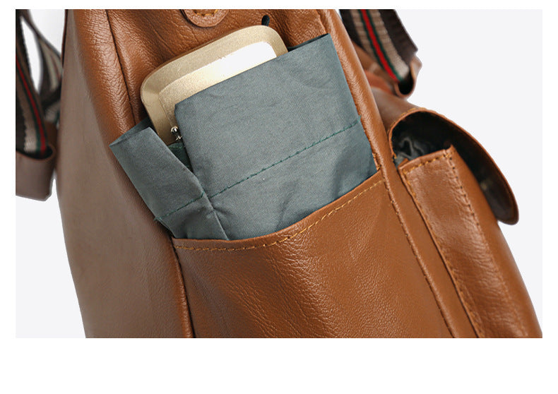 Soft leather handbag fashionable retro versatile shoulder messenger bag large capacity handbag for women