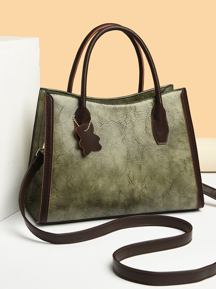 Large Capacity Handbag Women's Soft Leather Retro Shoulder Messenger Bag