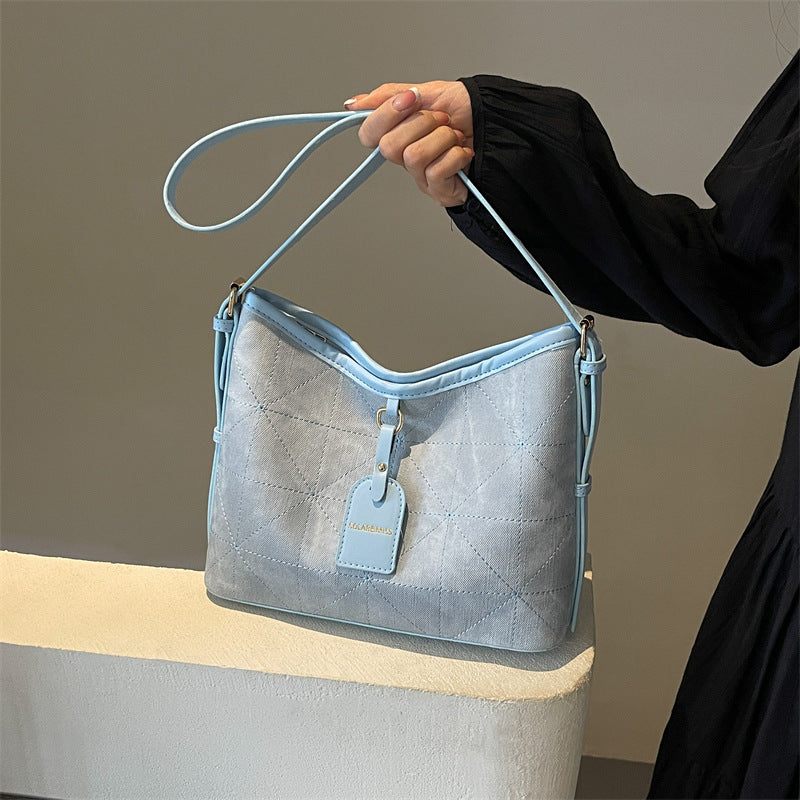 Solid color messenger bag commuter large capacity soft leather tote bag