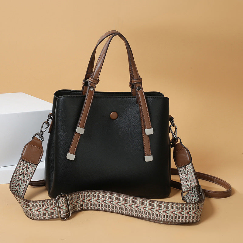 Retro high-quality tote handbag for women, simple and fashionable, large-capacity commuting shoulder messenger bag