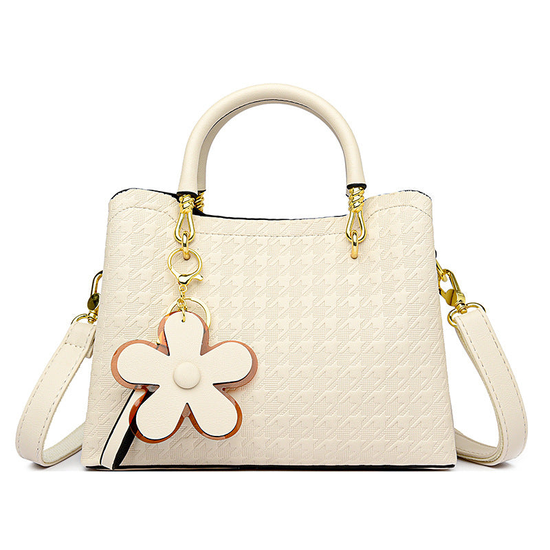 Fashion houndstooth flower handbag large capacity shoulder crossbody bag