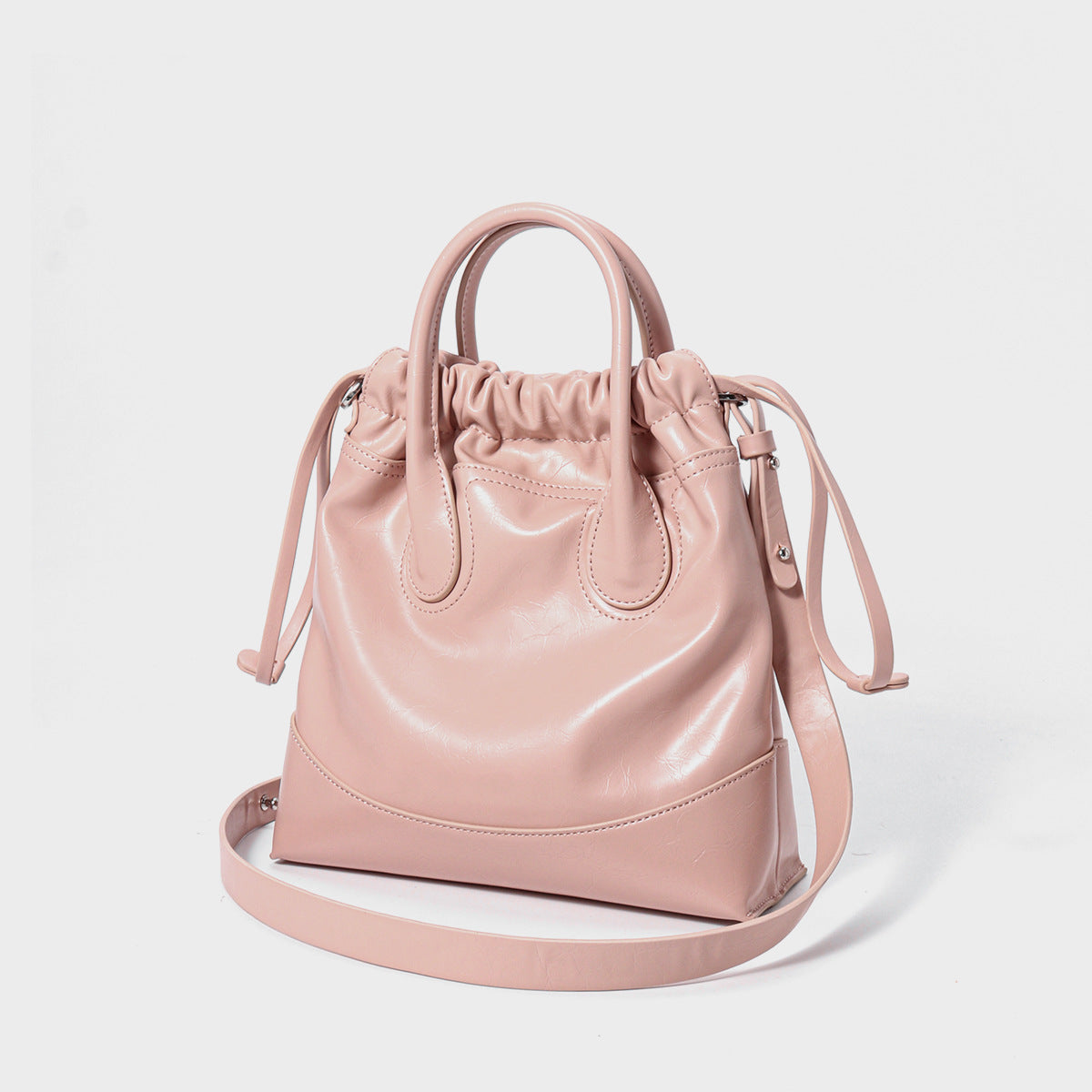 Fashion women's bag bucket bag genuine leather commuter bag high-end versatile shoulder handbag