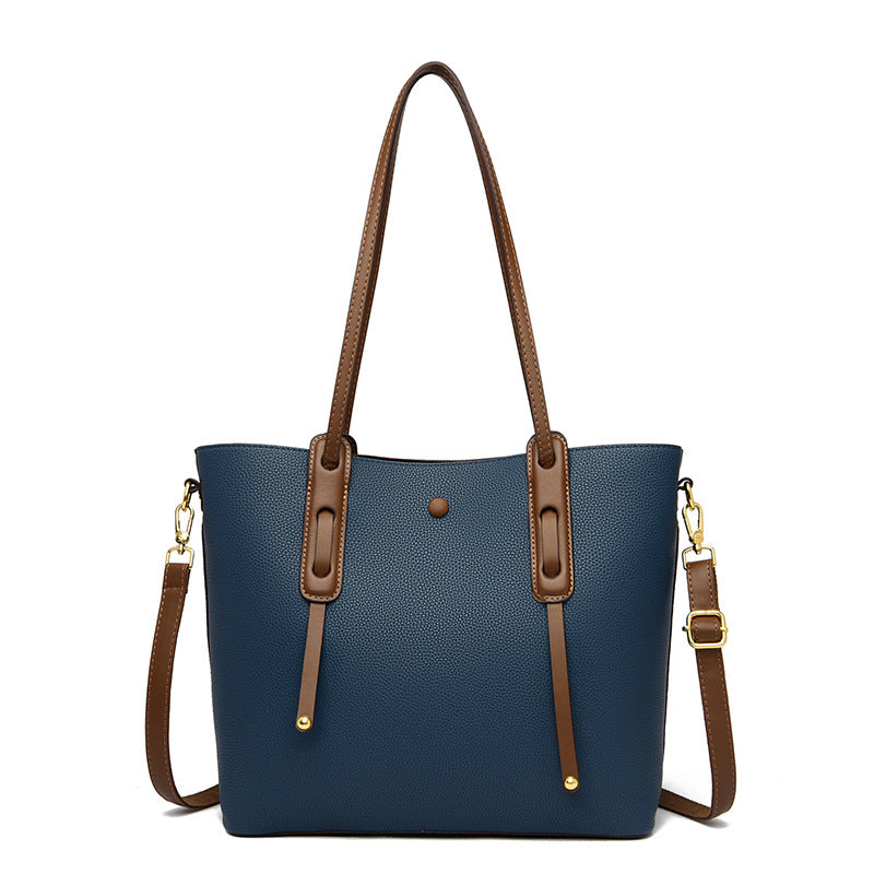 High-grade double front genuine leather women's commuter shoulder handbag