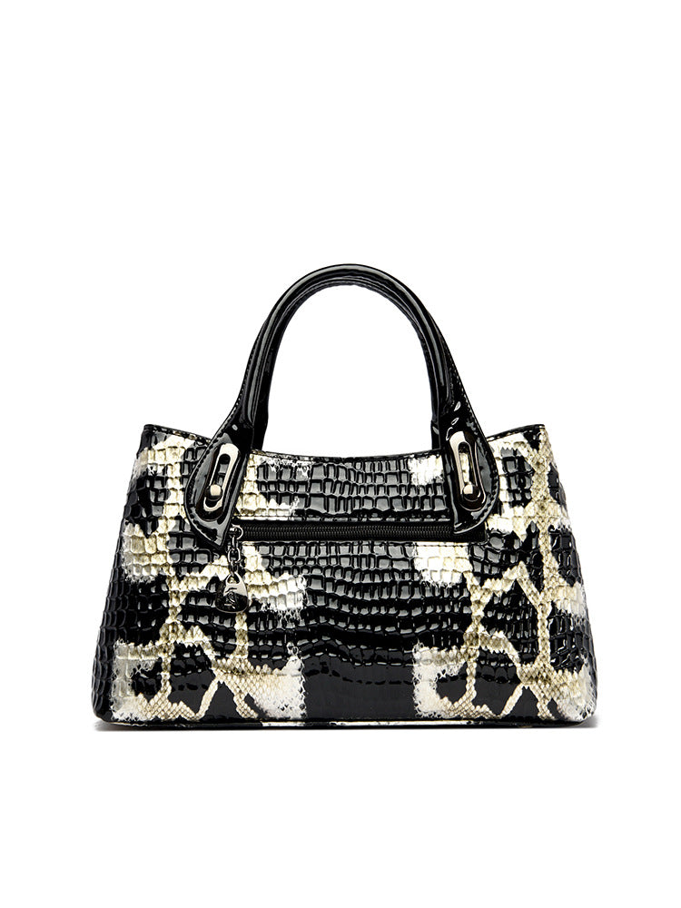 Retro snake pattern handbag fashion large capacity shoulder bag soft leather messenger bag