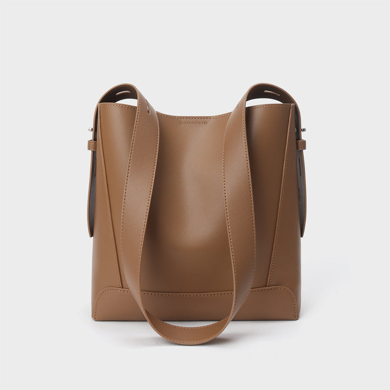 Large capacity crossbody bag all-match women's bag genuine leather shoulder bag commuter bucket bag