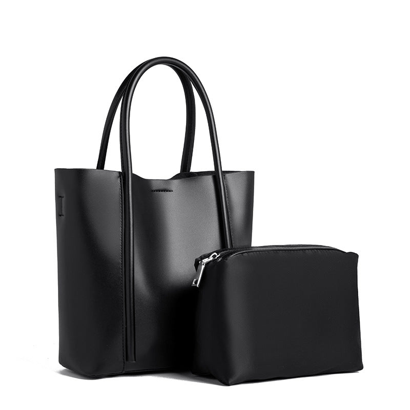 Genuine leather bucket bag first layer cowhide tote bag large capacity high-end handbag for women