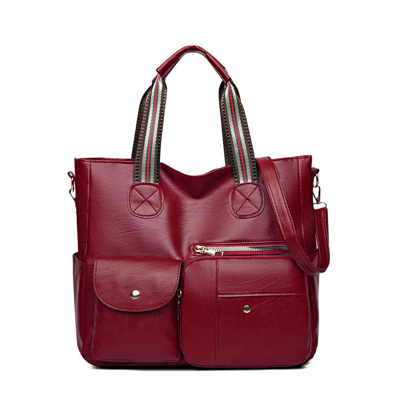 Soft leather handbag fashionable retro versatile shoulder messenger bag large capacity handbag for women