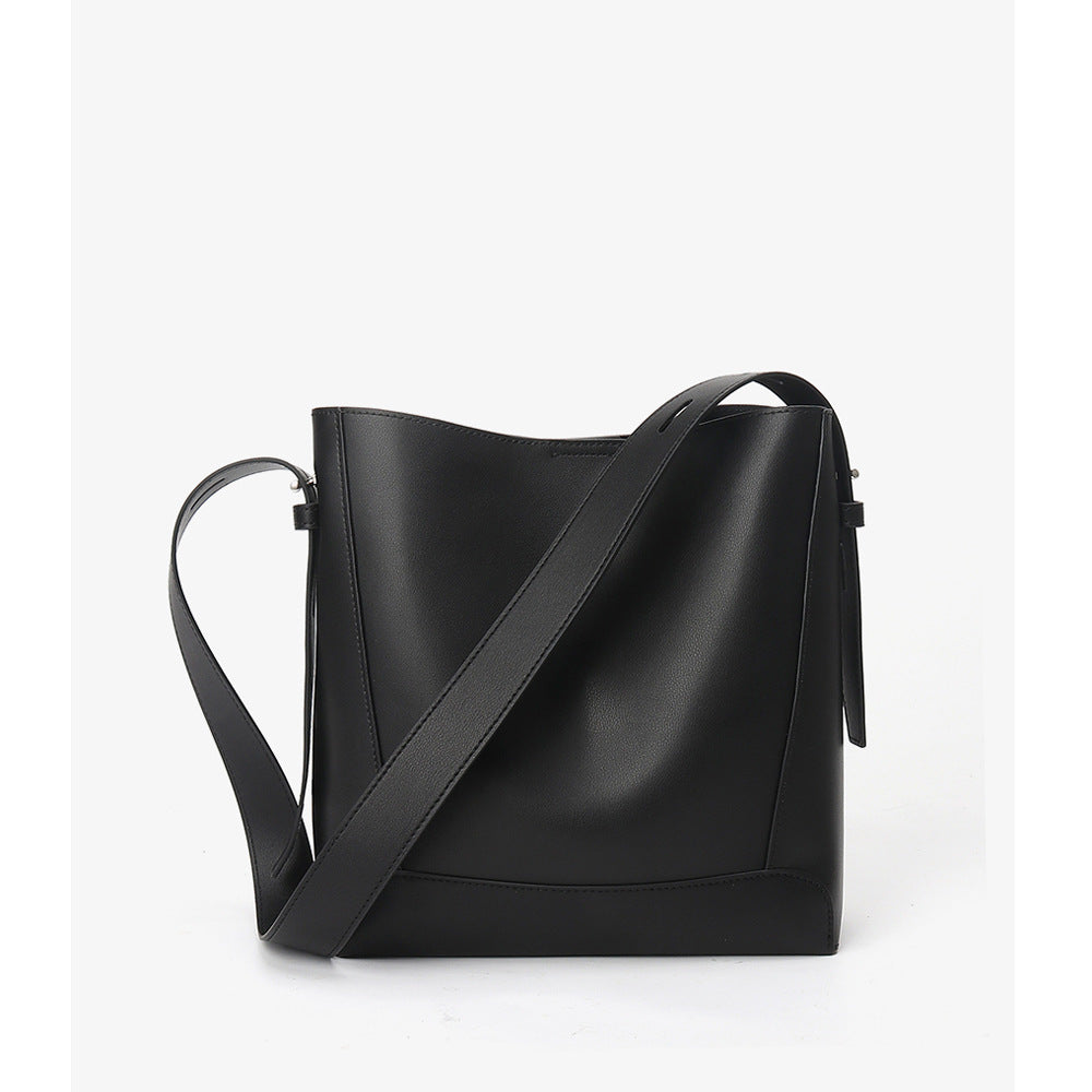 Large capacity crossbody bag all-match women's bag genuine leather shoulder bag commuter bucket bag