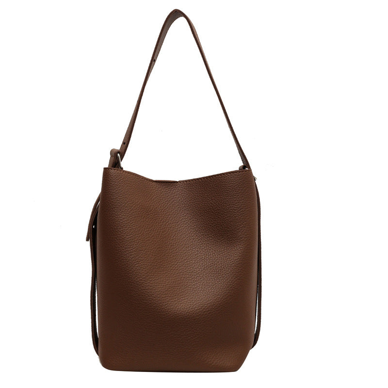 Large capacity shoulder bag retro high-end bucket bag