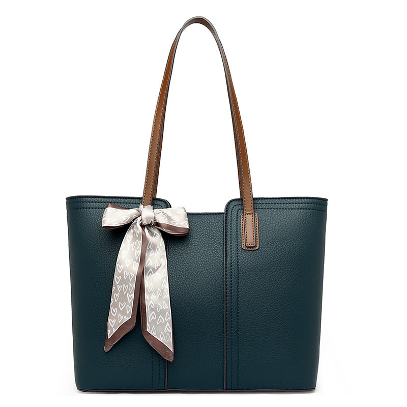 Simple silk scarf tote bag large capacity shoulder bag ladies handbag