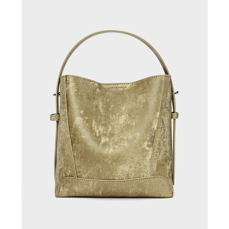 Large capacity high-grade genuine leather women's bag commuter niche shoulder crossbody women's bucket bag