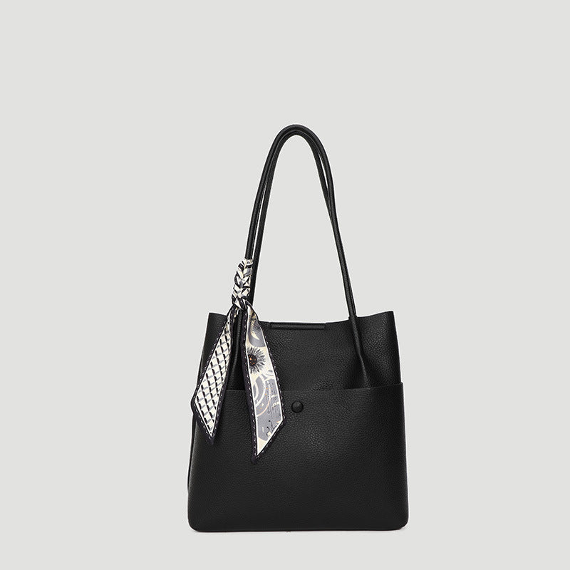 Litchi pattern hand-held fashionable simple large capacity tote bag women's shoulder bag