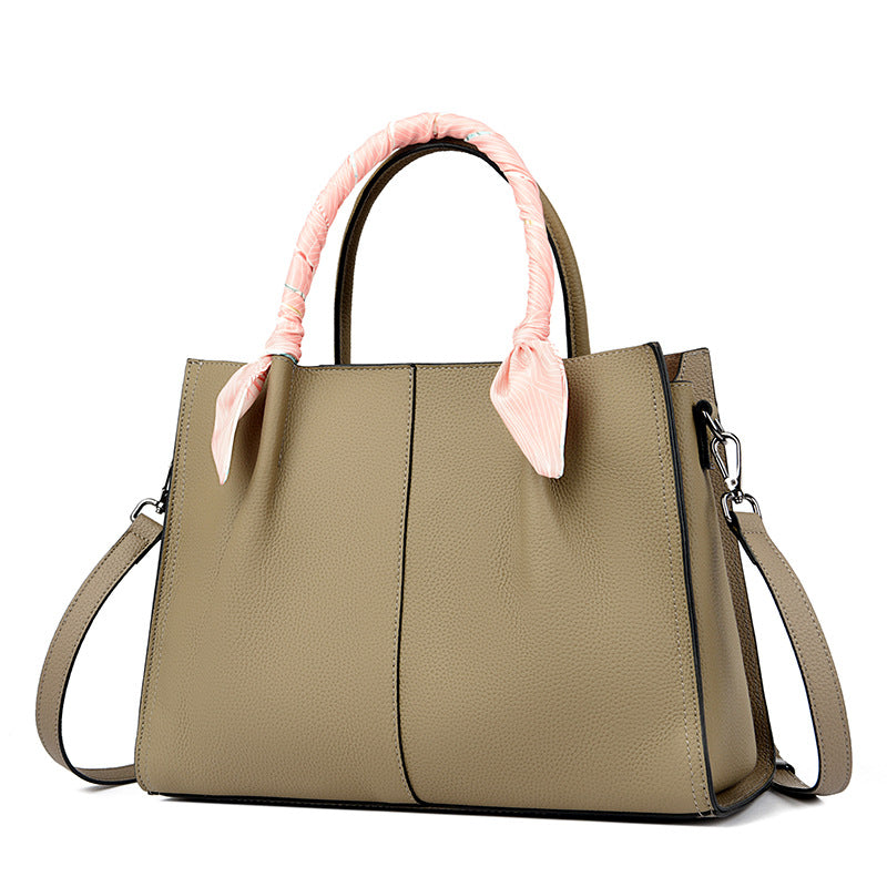 Top layer cowhide shoulder bag large capacity genuine leather women's bag messenger bag fashionable simple tote bag