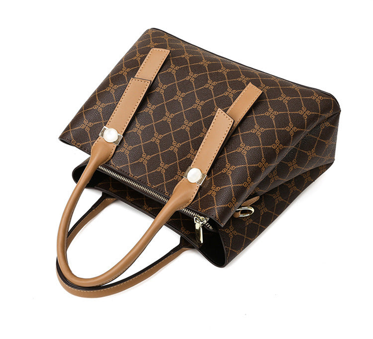 Handbag Commuter Soft Leather Large Capacity Crossbody Bag Embossed Shoulder Bag