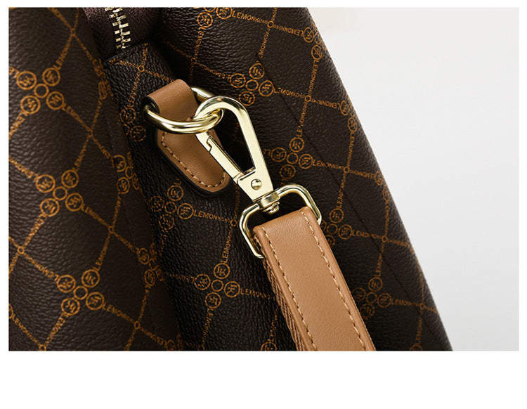 Handbag Commuter Soft Leather Large Capacity Crossbody Bag Embossed Shoulder Bag