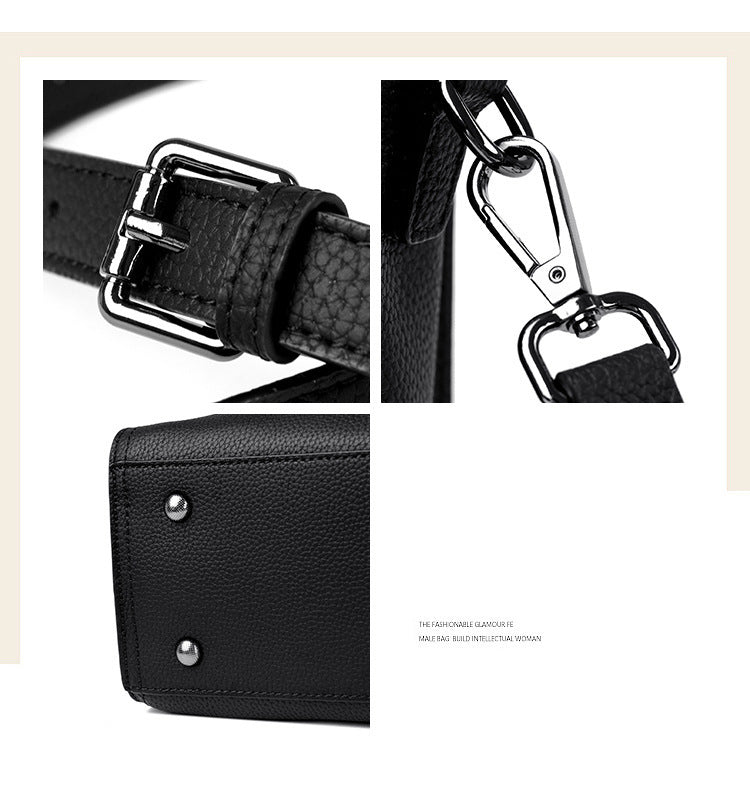 Top layer cowhide shoulder bag large capacity genuine leather women's bag messenger bag fashionable simple tote bag
