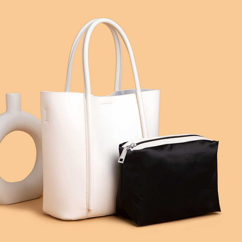 Genuine leather bucket bag first layer cowhide tote bag large capacity high-end handbag for women