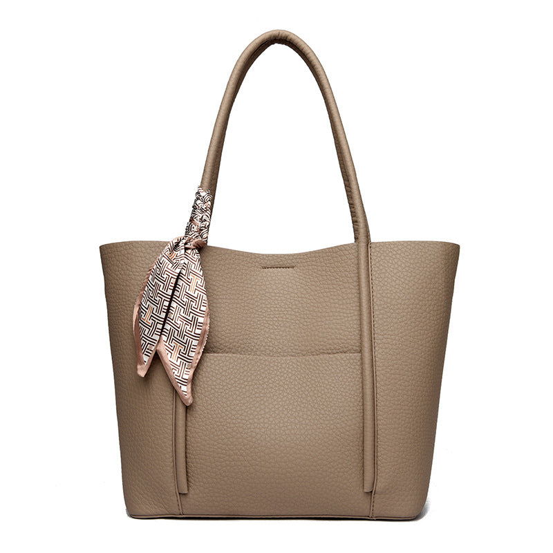 Free silk scarf ladies tote bag large capacity shoulder bag versatile handbag