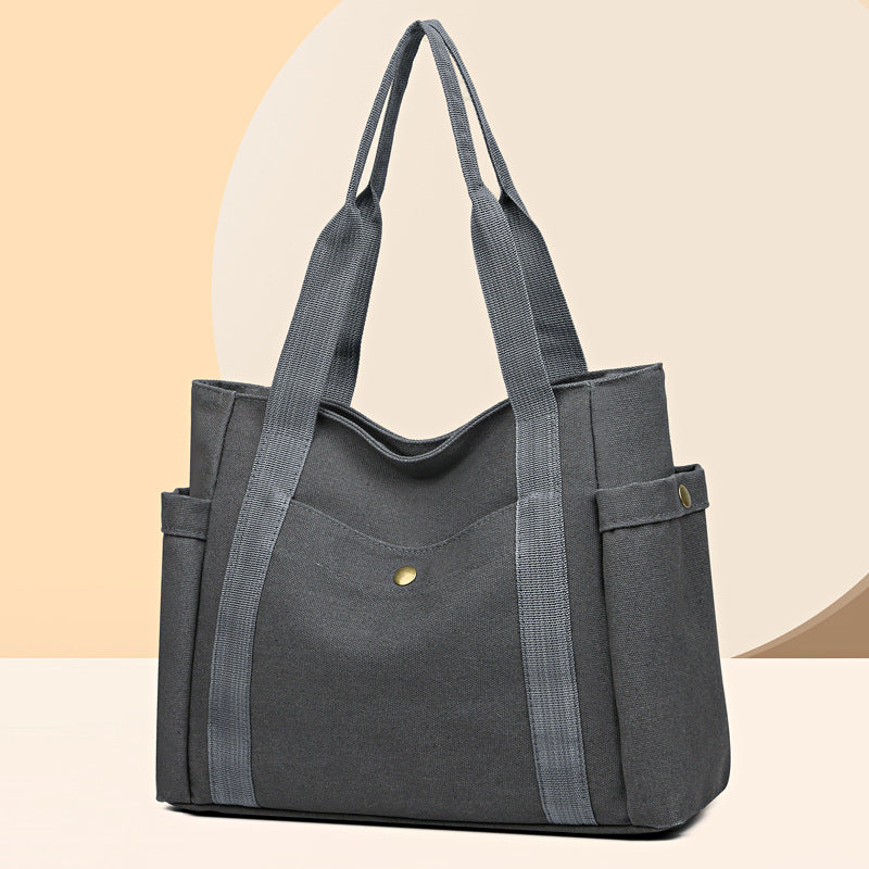 Large capacity tote canvas bag commuter versatile shoulder bag