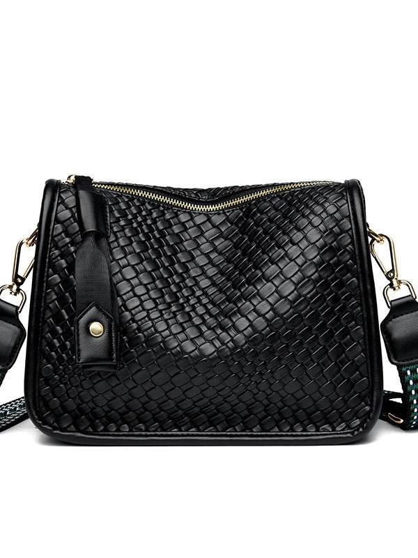 Woven pattern simple versatile commuter shoulder bag large capacity crossbody bag dumpling bag