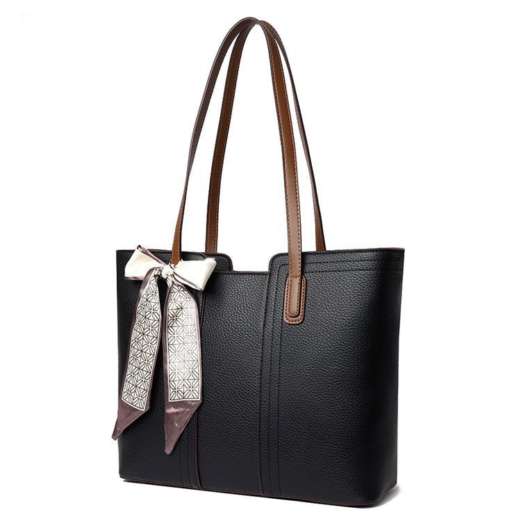 Simple silk scarf tote bag large capacity shoulder bag ladies handbag