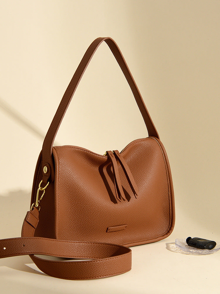 Soft leather high-end niche handbag fashionable casual shoulder messenger bag