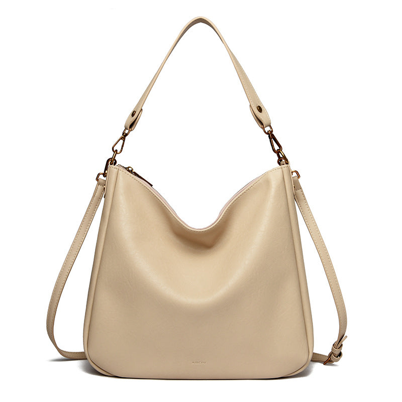 Solid color women's shoulder bag crossbody retro commuter tote bag