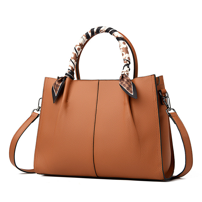Top layer cowhide shoulder bag large capacity genuine leather women's bag messenger bag fashionable simple tote bag