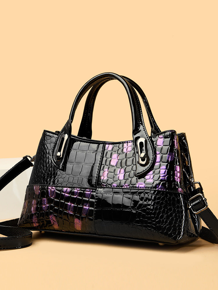 Retro snake pattern handbag fashion large capacity shoulder bag soft leather messenger bag