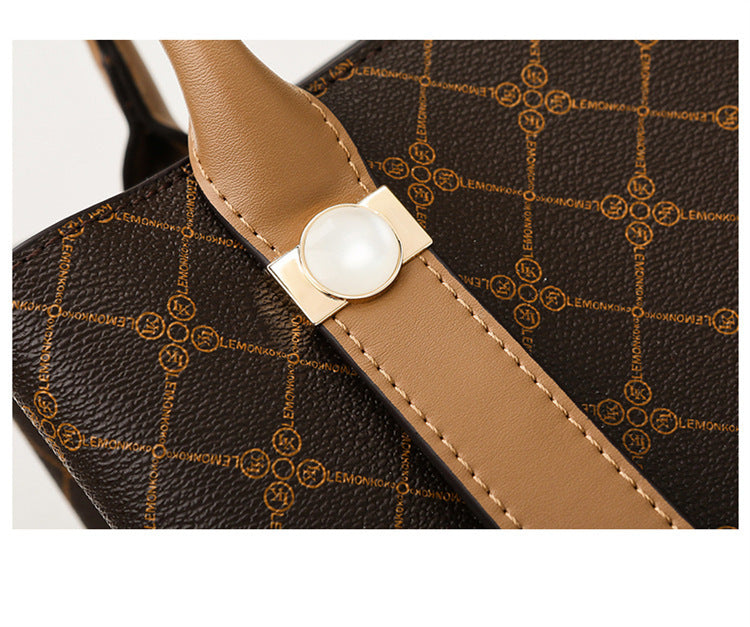 Handbag Commuter Soft Leather Large Capacity Crossbody Bag Embossed Shoulder Bag