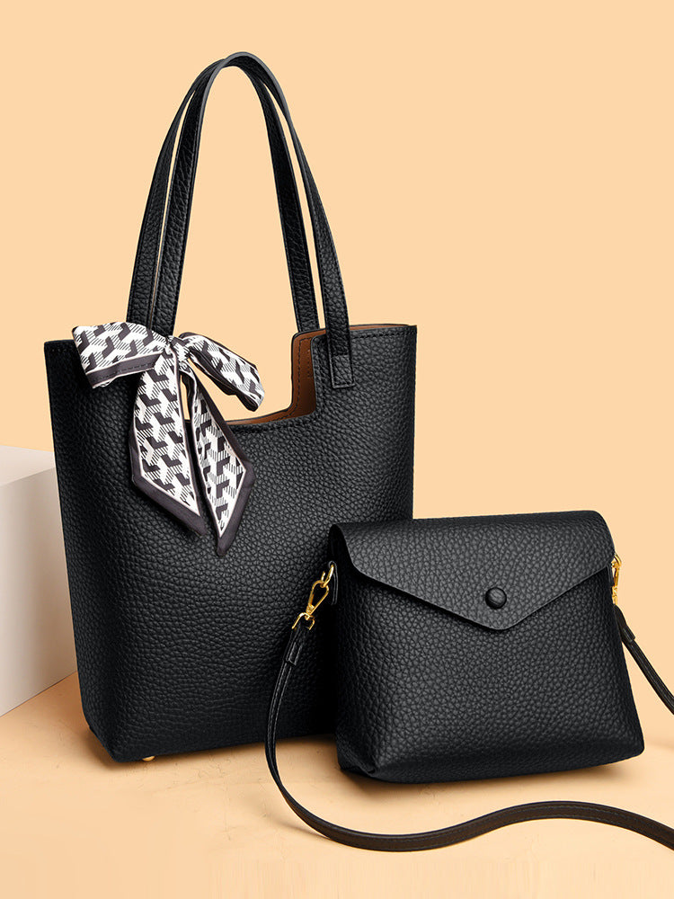 Commuting fashion mother-and-child handbag women's tote bag with silk scarf