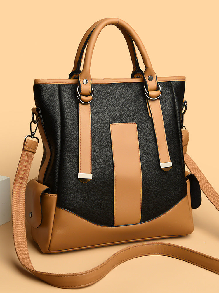 Creative contrast color handbag commuter tote bag shoulder messenger bag