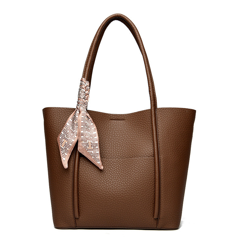 Free silk scarf ladies tote bag large capacity shoulder bag versatile handbag