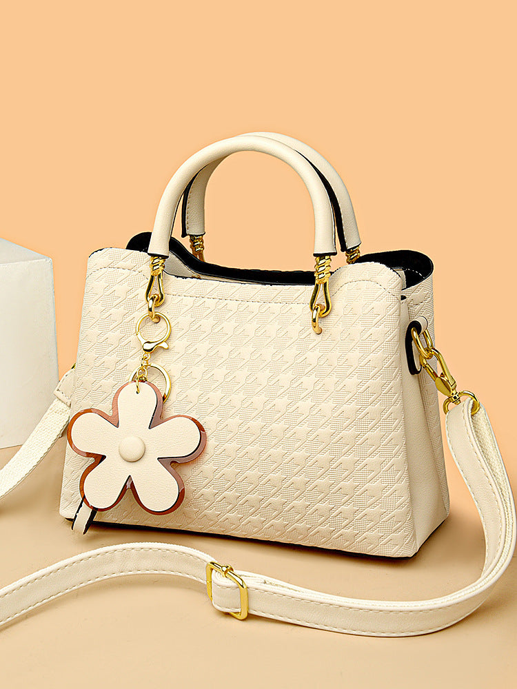 Fashion houndstooth flower handbag large capacity shoulder crossbody bag