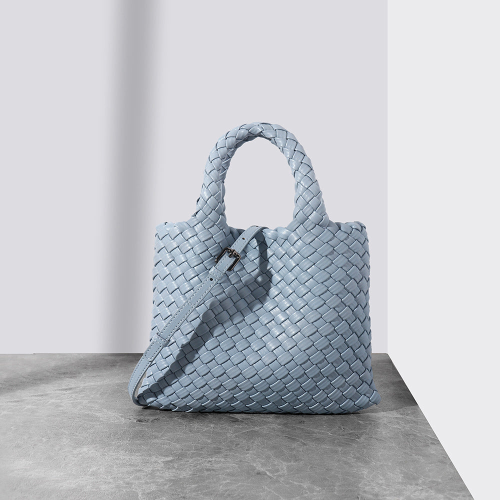 Hand-woven bucket bag genuine leather women's bag fashionable small tote bag handheld shoulder messenger bag