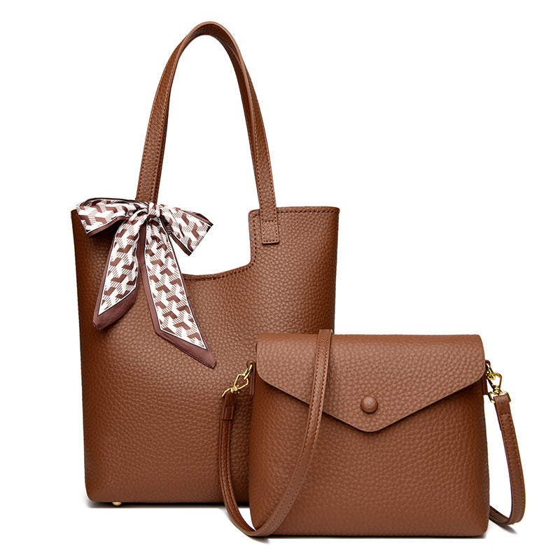 Commuting fashion mother-and-child handbag women's tote bag with silk scarf