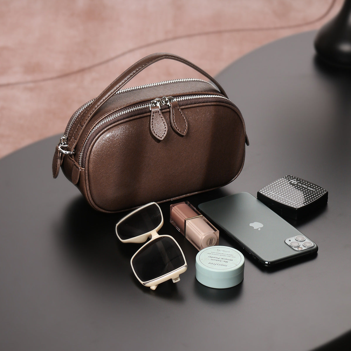 Saddle bag shoulder messenger bag design high-end large capacity genuine leather pleated simple bag