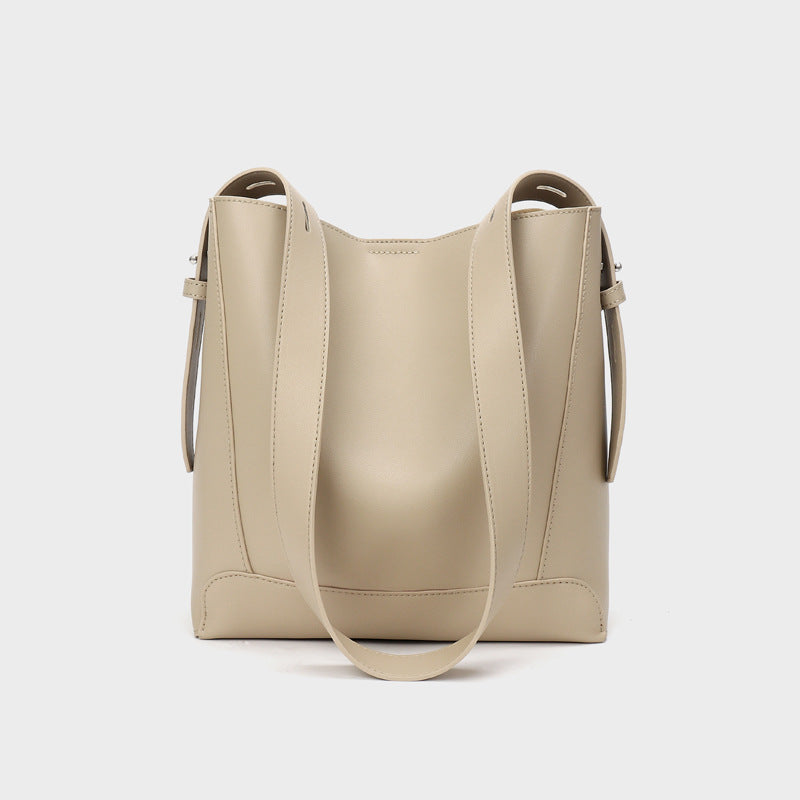 Large capacity crossbody bag all-match women's bag genuine leather shoulder bag commuter bucket bag