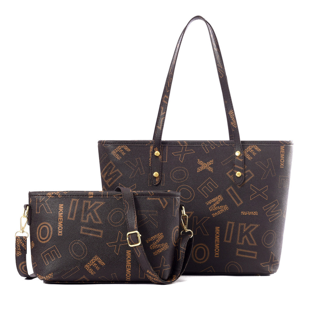 Printed mother-and-child bag two-piece set tote bag plaid large bag shoulder crossbody bag handbag