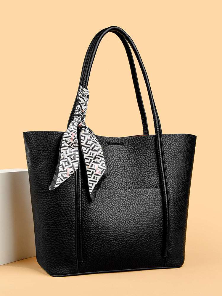 Free silk scarf ladies tote bag large capacity shoulder bag versatile handbag