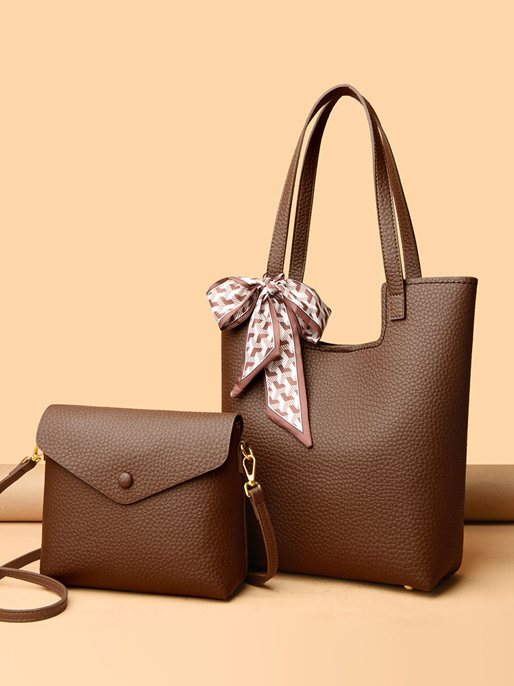 Commuting fashion mother-and-child handbag women's tote bag with silk scarf