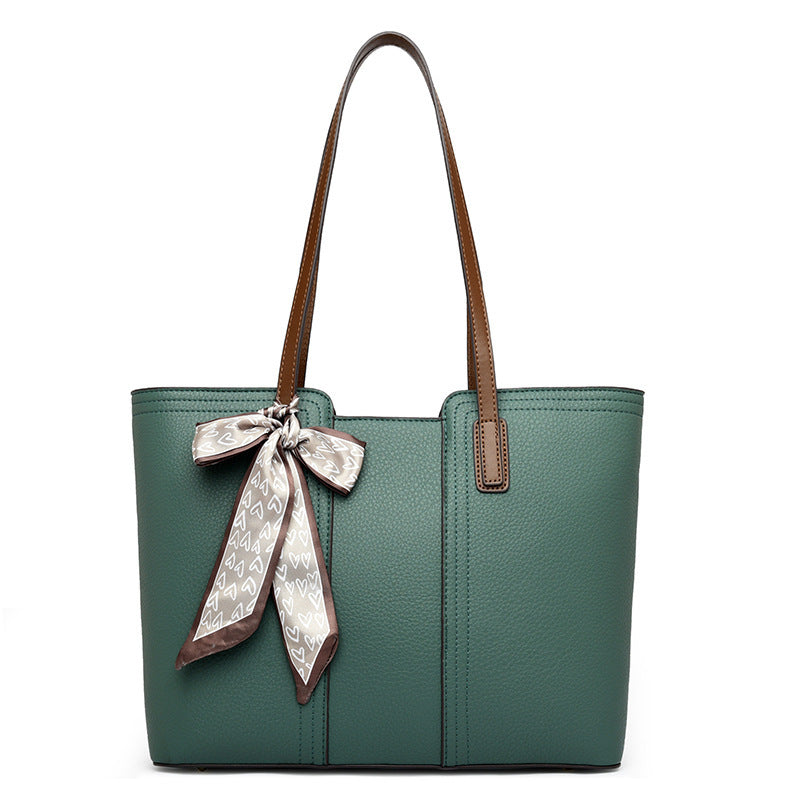Simple silk scarf tote bag large capacity shoulder bag ladies handbag
