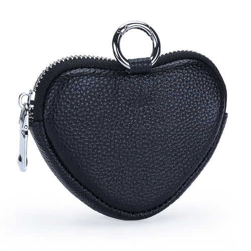 Cowhide coin purse heart-shaped storage bag mini simple bag pendant