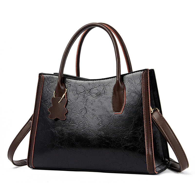 Large Capacity Handbag Women's Soft Leather Retro Shoulder Messenger Bag